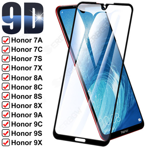 9D Anti-Burst Tempered Glass For Huawei Honor 7A 8A 9A 7C 8C 9C Protective Glass For Honor 7S 8S 9S 7X 8X 9X Screen Safety Film ► Photo 1/6