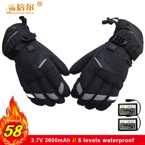 Warmspace Rechargeable Battery Heated Gloves, Full Fingers Heating Winter Gloves Men Women Windproof Waterproof Tactical Mittens ► Photo 1/6