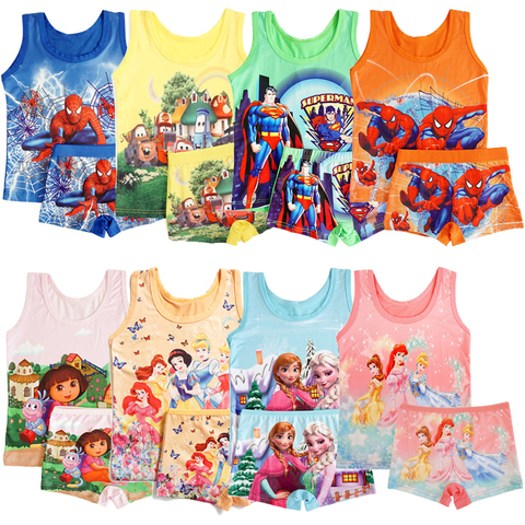 Children's anna elsa Pajamas Set Summer cars Boys Pyjamas Spiderman superman Cartoon Kids Girls Sleepwear Boys Homewear Clothes ► Photo 1/6