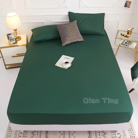 (New On Product)1pc 100%Polyester Solid Fitted Sheet Mattress Cover Four Corners With Elastic Band Bed Sheet(no pillowcases) ► Photo 1/6