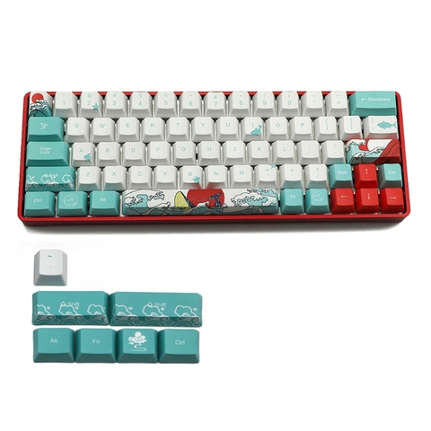 71 Keys Sea Coral Ukiyo-e Keycap Dye Sublimation OEM Profile Mechanical Keyboard Keycap For GH60 XD64 DZ60 GK61 GK64 ► Photo 1/6