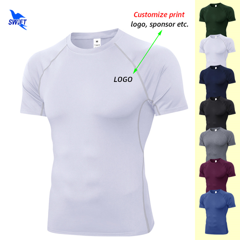 2022 High Elastic Quick Dry Men Running Shirts Compression Sportswear T-shirt Short Sleeve Fitness Gym Workout Top Tee Customize ► Photo 1/6