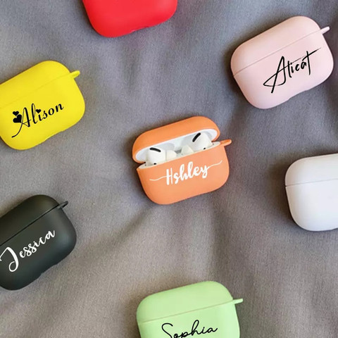 Private Handwriting Custom Case for Apple Airpods 1 2 3 DIY Soft Silicone Cover Name Logo Image Text Customized for Airpods Pro ► Photo 1/6