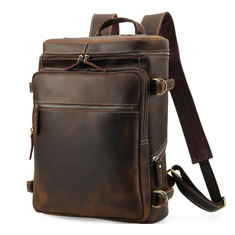 MAHEU New Design Leather Backpack for Men 16 Inch Laptop Backpack Cowhide School Bag Travel Rucksack Male Bag Outdoor Travel Bag ► Photo 1/6