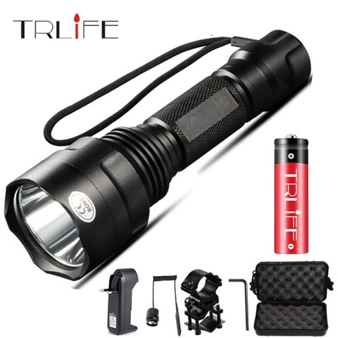 1 Mode LED Flashlight  T6/L2 Tactical Flashlight Aluminum Hunting Flash Light Torch Lamp +18650+Charger+Gun Mount for Hunting ► Photo 1/6