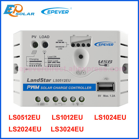 5A 10A 20A 30A LS0512EU LS1012EU LS1024EU LS2024EU LS3024EU EPEVER PWM LandStar Solar Charge Controller Regulators With 5V USB ► Photo 1/5