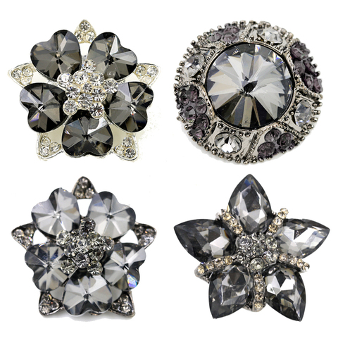 30mm Women Buttons for Fashion Clothing Decorative Rhinestones Button Metal Crystal Diamond Mink Coat Black Dress Buckle Flower ► Photo 1/6