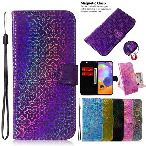 Gradient Color Leather Phone Case For Samsung S7 Edge S8 S9 S10 S20 Plus Ultra S10E Note 10 Lite Flip Book Cover Wallet Coque ► Photo 1/6