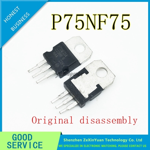 100PCS-300PCS STP75NF75 STP75N75 P75NF75 75NF75 75N75 - MOSFET N-CH 75V 80A 300W TO-220-3(TO-220AB)  Original disassembly ► Photo 1/1