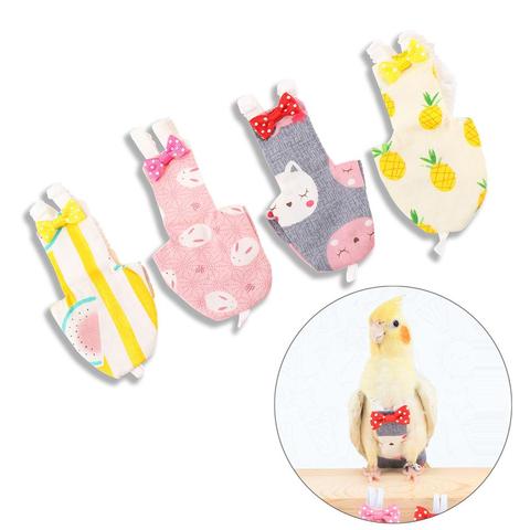 Parrot Diaper with Bowtie Cute Colorful Fruit Floral Cockatiel Pigeons Small Medium Large Pet Birds Flight Suit Clothes Washable ► Photo 1/6