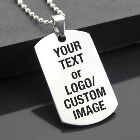 Custom Laser Engraved Stainless Steel Rectangle Dog Tag Military Pendant   Jewellery  Birthday Christmas Gift ► Photo 1/5