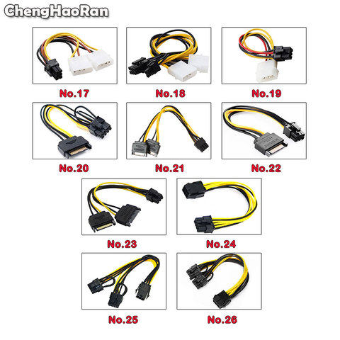 ChengHaoRan SATA Power Cable 15 Pin 8pin Female To 6 Pin Male PCI EXPRESS PCI-E Sata Converter Adapter Video Card Power Cable ► Photo 1/6