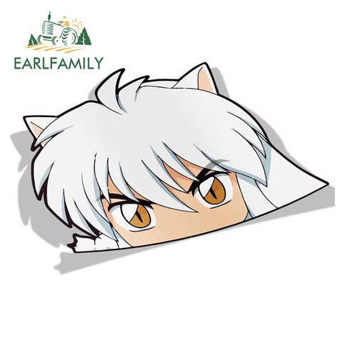 EARLFAMILY Cartoon Car Sticker for Inuyasha Peeker Peek Big Head Anime Vinyl Rear Windshield Trunk Stickers JDM Car Styling ► Photo 1/6