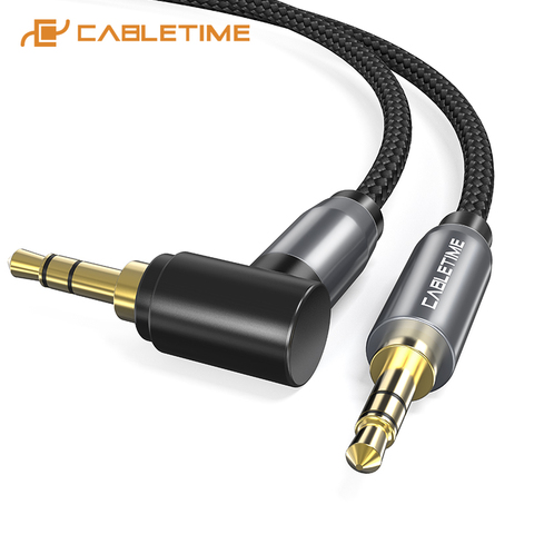 CABLETIME Jack 3.5mm Stereo AUX Cable Right Angle Audio Cable 3.5mm Headphone Speaker Cable for Car Headphones Xiaomi Beats C105 ► Photo 1/6