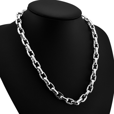 Curb Chains Link Men Choker 100% 925 Sterling Silver Man necklace Punk hip-hop Male Jewelry Woman Accessories Fashion ► Photo 1/6