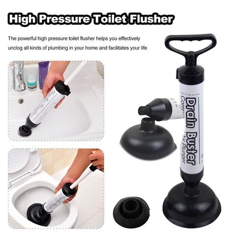 Toilet Plunger Powerful Manual Drain Unblocker Toilet Clogged Cleaning Tool  