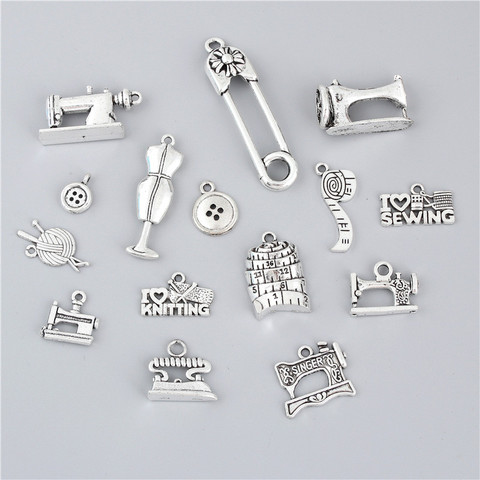 15pcs Mix Silver Color Cute Sewing Machines Charms Tape Measure Pendant Jewelry Making DIY Handmade Findings Accessories M48 ► Photo 1/3