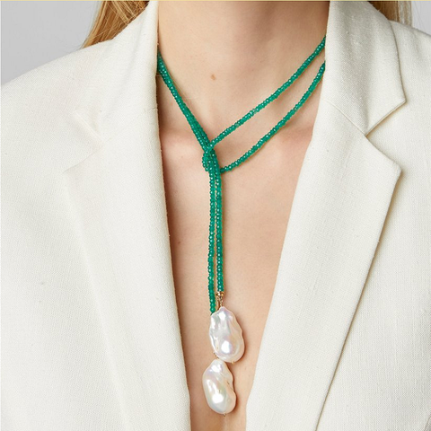 KOMi Boho Imitation Irregular Pearl Beaded Long Double Chains Necklaces for Women Personality Necklaces Jewelry Bijoux K3432 ► Photo 1/6
