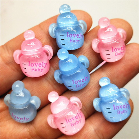 6/18pcs Glitter Mini Baby Milk Bottle Flat back Resin Cabochons Embellishment Accessories Kawaii DIY Scrapbooking Phone Deco ► Photo 1/4