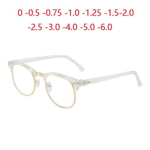 Vintage Rivets Half Frame Square Shortsighted Glasses 1.56 Aspherical Myopic Lens Prescription Eyeglasses 0 -0.5 -0.75 To -6.0 ► Photo 1/6