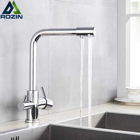 Rozin Chrome Brass Purified Water Kitchen Faucet Mixer Tap and Pure Water Filter Faucet Deck Mounted Dual Handles Hot Cold Taps ► Photo 1/6