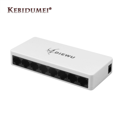 Kebidumei 8 Ports LAN Ethernet Network Switch 10/100Mbps High Performance Desktop Switches Ethernet With EU Plug Adapter ► Photo 1/6