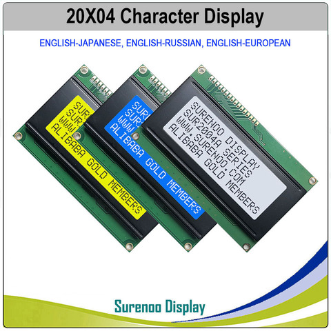 English / Japanese / Russian / European 204 20X4 2004 Character LCD Module Display Screen LCM with LED Backlight ► Photo 1/5