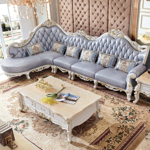 Sofa Set Living Room Furniture Wood, Elegant Leather Living Room Sets