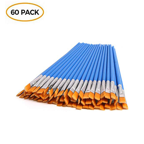 JUNEBRUSHS 60 Pcs Flat Paint Brushes, Small Brush Bulk for Detail Painting ► Photo 1/6