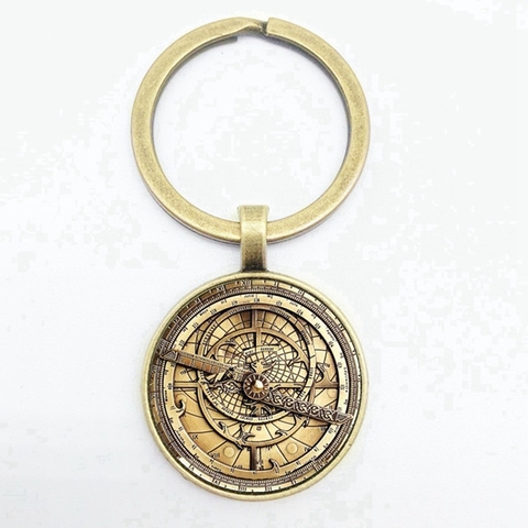 Steampunk Keychain Retro Mechanical Clock Pattern Convex Round Glass Pendant High Quality Keychain Boys and Girls Jewelry Gifts ► Photo 1/3