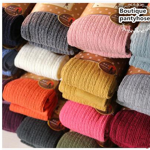 Trend Knitting High elastic super thick Women's pantyhose fashion casual vertical cotton stripes tights 18 Colors free ship ► Photo 1/6