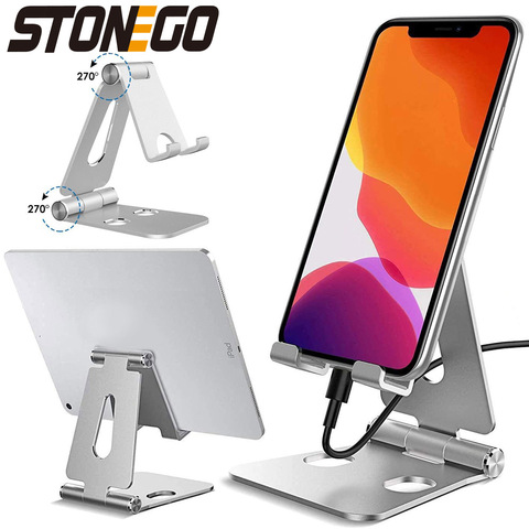 STONEGO Phone Holder Stand for iPhone 11 Xiaomi mi 9 Metal Phone Holder Foldable Mobile Phone Stand Desk For iPhone 7 8 X XS ► Photo 1/6