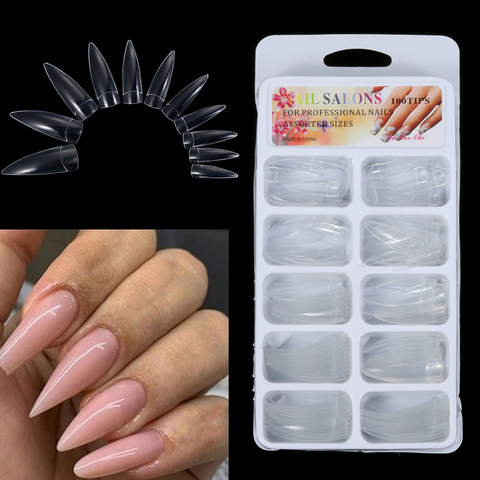 Buy Online 100pcs Box 6 Types Half Style False Nail Tips Ballerina Coffin French Stiletto Acrylic Fake Nails Art Women Diy Manicuretools Alitools