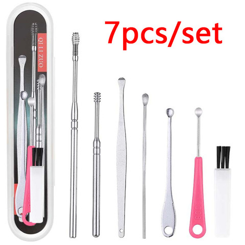 7pcs/set Stainless Steel Ear Wax Pickers Spiral Earpick Wax Remover Curette Ear Pick Cleaner Spoon Ear Clean Tool ► Photo 1/6