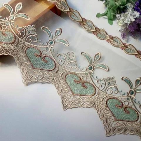 2 yard Embroidered Flower Lace Ribbon Trims for Home Textiles Sofa Covers Trimmings Mesh Applique Sewing Lace Fabric 18cm 3cm ► Photo 1/5