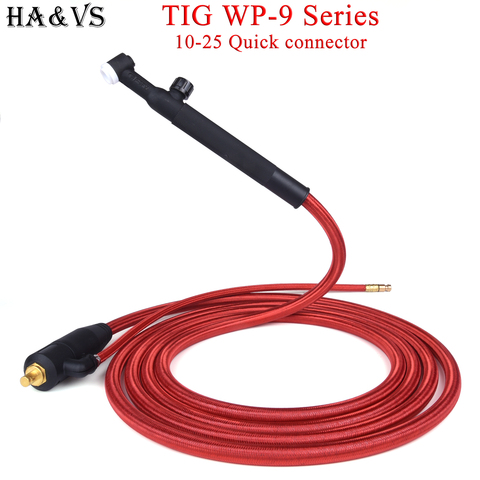WP9 WP 9F 9FV TIG Welding Torch Quick Connector Gas-Electric Integrated Rubber Hose Cable Wires 4M 10-25 Euro Connector 13Ft ► Photo 1/5