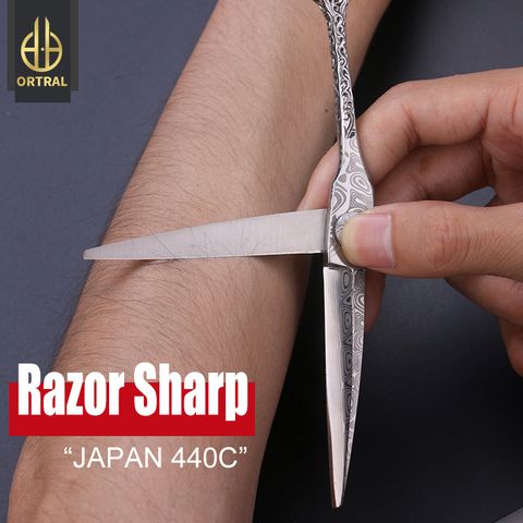 JAPAN 440C Damascus hair scissors professional high quality 6 inch hairdressing laser razor blade cutting thinning barber shears ► Photo 1/6