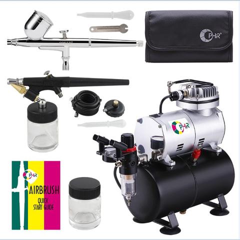 OPHIR Dual-Action Airbrush Kit with Air Tank Compressor for Hobby Cake Painting Tanning Airbrush Compressor Set _AC090+004A+071 ► Photo 1/6