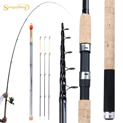 Sougayilang Feeder Fishing Rod Telescopic Spinning/6 Sections Travel Rod 3.0 3.3 3.6m Pesca Carp Feeder 60-180g Pole Fish Tackle ► Photo 1/6