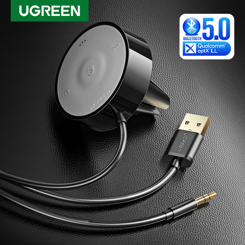 UGREEN aptX LL Bluetooth Car Kit Receiver Bluetooth 5.0 Audio Adapter Mic 3M Magnetic Base Air Vent Clip Dual USB Car Charger ► Photo 1/6