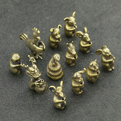 Mini Cute Brass Chinese Zodiac 12 Animal Incense Stick Holder Vintage Brass Incense Holder Base Sandalwood Censer Home Decor ► Photo 1/6