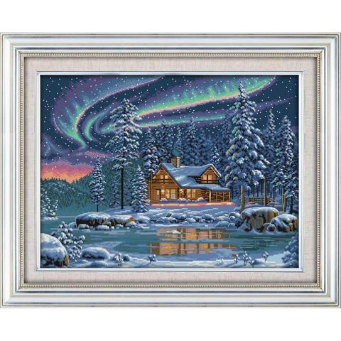 Northern Lights Landscape Pattern Cross Stitch Kit Count Print Canvas DIY Embroidery Kit 11CT14CT Needlework Kit Home Decoration ► Photo 1/6