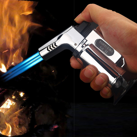 Triple Jet Torch Lighter Baking Kitchen Turbo Pipe Gas Jet BBQ Lighter Butane Cigarette Powerful And Windproof Spray Gun Lighter ► Photo 1/6