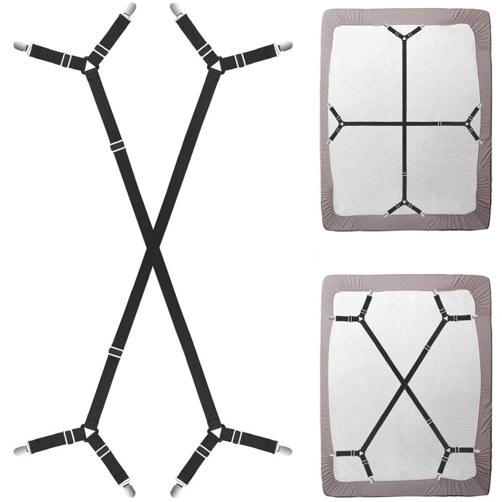 Bed Sheet Mattress Holder Grippers Corner Straps Suspenders Elastic CDJ-01 white 