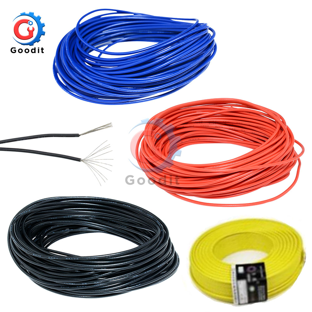 300V Cord DIY Electrical Yellow 10M UL-1007 24AWG Hook-up Wire 80°C 