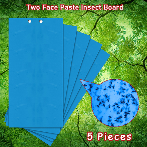 5pcs Two Face Paste Insect Board Double-sided Bug Thripidae Stickers Adhesive Traps Blue Sticky Insect Catcher Flycatcher ► Photo 1/6