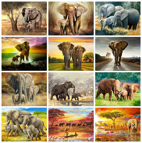  Huacan Elephant Diamond Painting Kits for Adults, Full