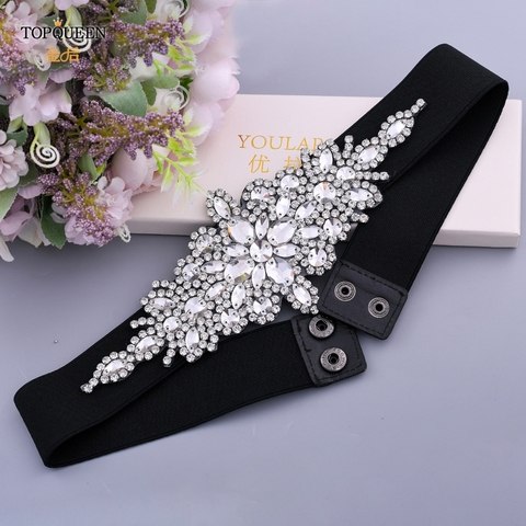 TOPQUEEN S01-E Fashion Floral Rhinestone Buckle Women's Elastic Waist Cinch Belt for Dress Formal Dress Belt Evening Party Band ► Photo 1/6