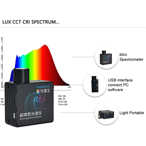 HPCS300 Mini Spectrometer CCT CRI Lux Meter for LED Light Tester with Software ► Photo 1/6