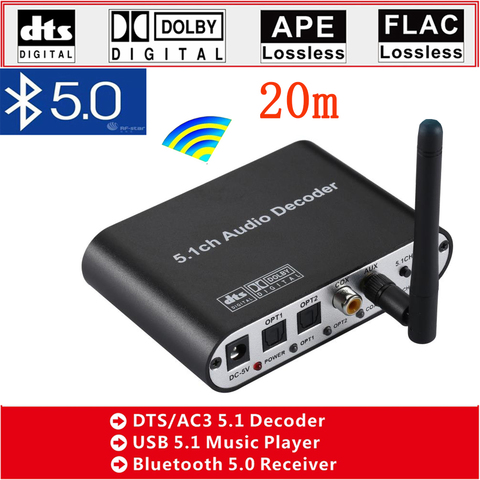 DAC615 DTS Digital 5.1 Audio Decoder Converter Gear DAC Bluetooth BT 5.0 US B Music Player SPDIF Optical Coxial input FLAC APE A ► Photo 1/6